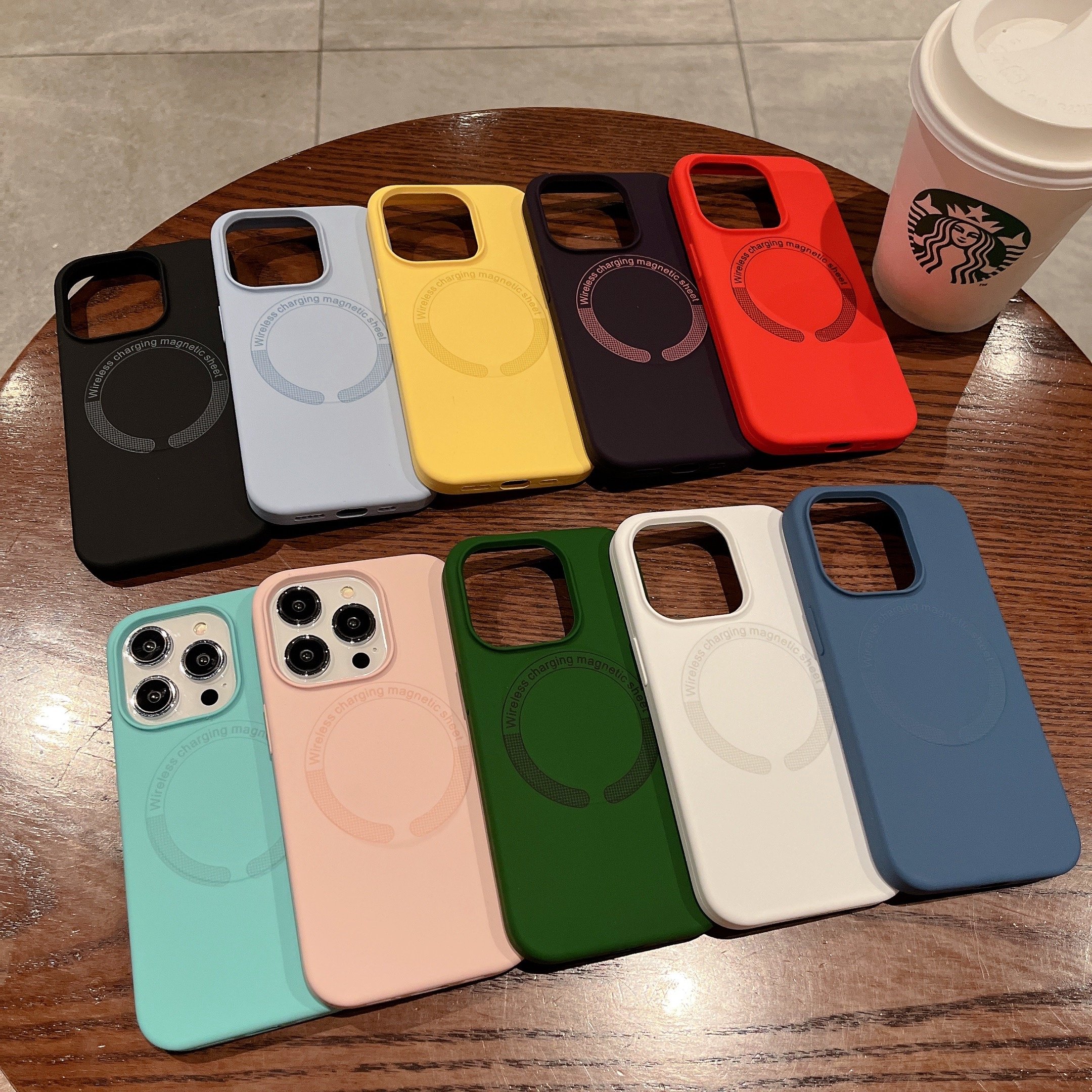 Wireless Charging Magnetic Silicone Phone Case iPhone 16 15 14 13 Pro Max Anti-Drop Anti-Scratch Solid Color INS Box Packaging