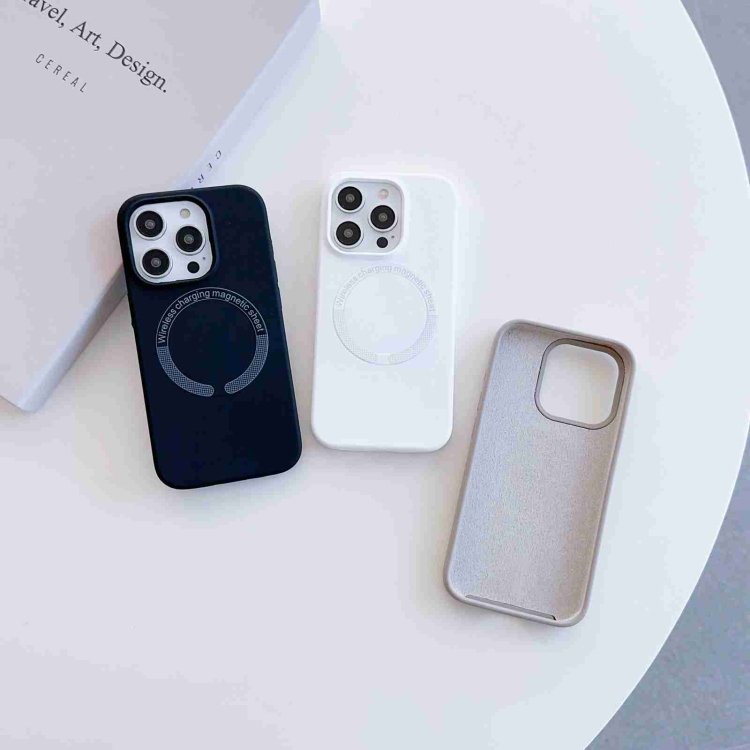 Wireless Charging Magnetic Silicone Phone Case iPhone 16 15 14 13 Pro Max Anti-Drop Anti-Scratch Solid Color INS Box Packaging