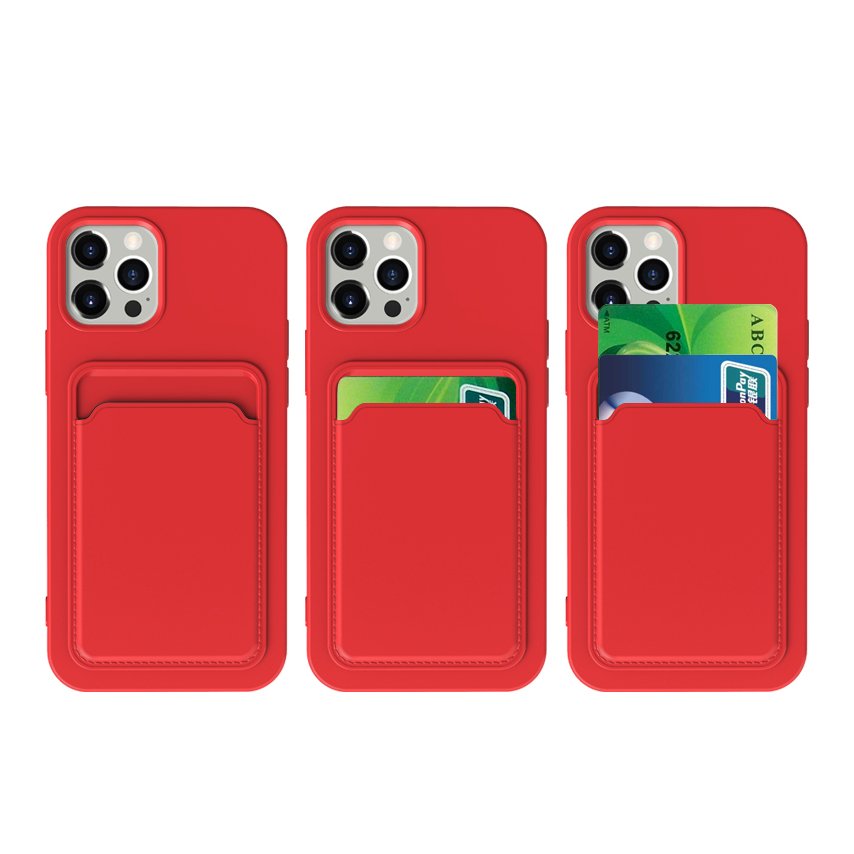 Silicone Case with Card Holder for iPhone 15 14 13 Credit Card Slot for iPhone 16 Silicone Mobile Phone Back Cover Card Holder