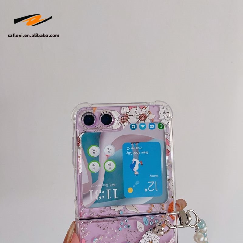 Luxury Clear Printing Flower Pattern Soft TPU Transparent Phone Case For Samsung Galaxy Z Flip 6 5 4 3