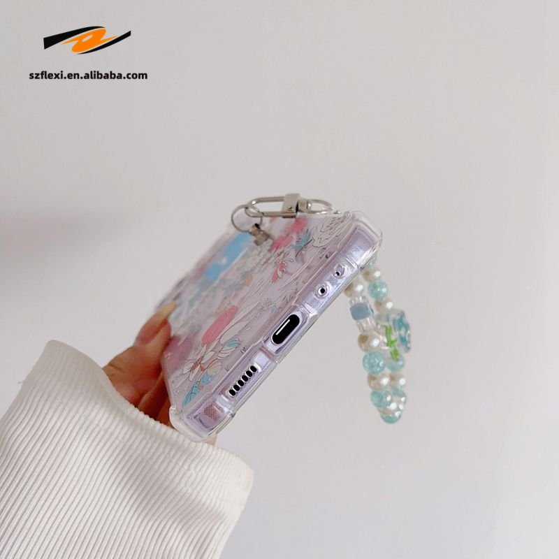 Luxury Clear Printing Flower Pattern Soft TPU Transparent Phone Case For Samsung Galaxy Z Flip 6 5 4 3