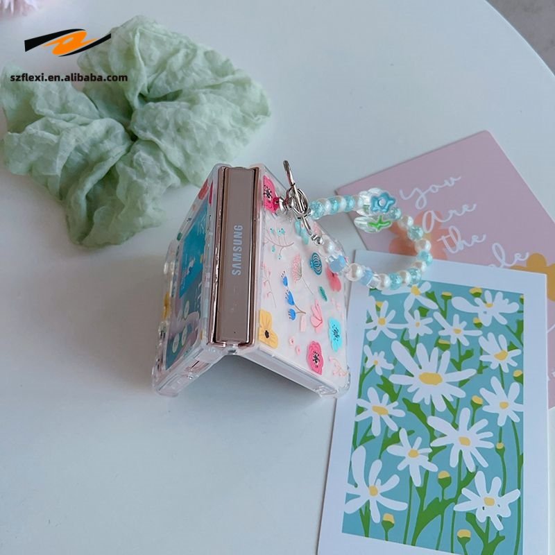 Luxury Clear Printing Flower Pattern Soft TPU Transparent Phone Case For Samsung Galaxy Z Flip 6 5 4 3
