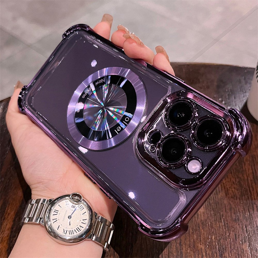 Luxury New Four Corner Shock proof Protect Plating Magnetic Phone Case For iPhone 16 15 14 13 11 Pro max Wireless Charging Cover