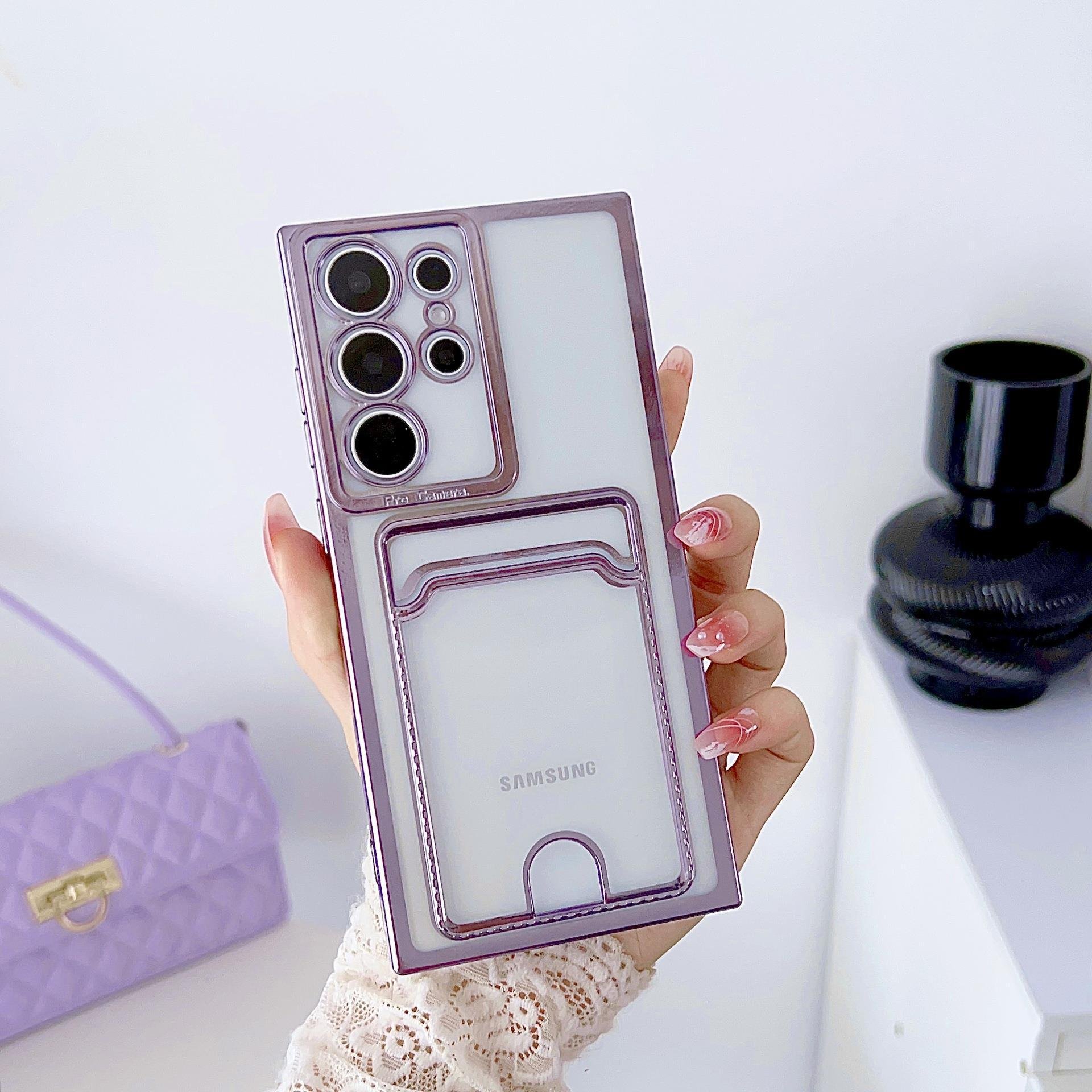 Fashion Transparent Plating Electroplate Ease Slot phone case for Samsung s23 S23P S22 s23u s24 s24u s24p