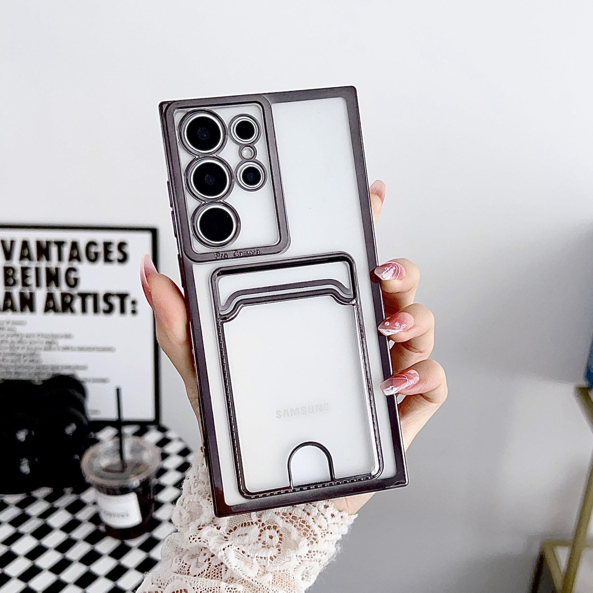 Fashion Transparent Plating Electroplate Ease Slot phone case for Samsung s23 S23P S22 s23u s24 s24u s24p