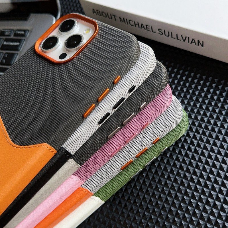 New Technology Alloy Camera Frame N52 Strong Magnetic Leather Linen Cloth Stitching Phone Case For iPhone 16 13 14 15 12 ProMax