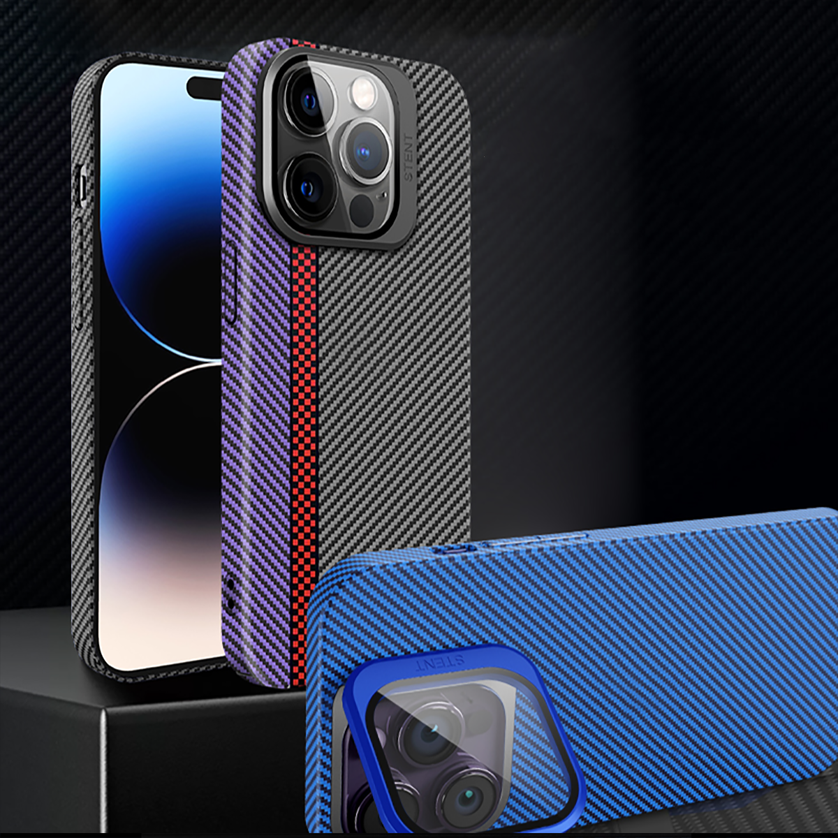 Magnetic Carbon Fiber Pattern Lens Protection mobile phone Case For iPhone 16 15 14 plus 13 12 Pro max with holder