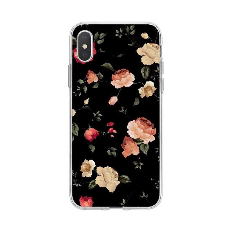 2023 New Flower Print Clear Phone Cover Case for iPhone 15 14 13 12 11 XR 8 7 Pro Max