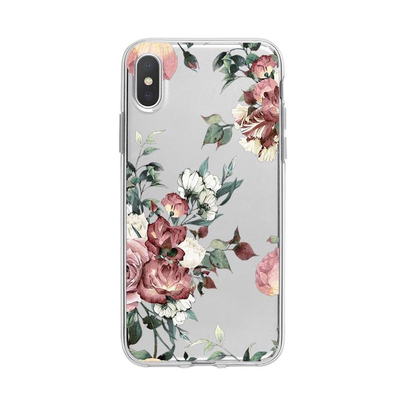 2023 New Flower Print Clear Phone Cover Case for iPhone 15 14 13 12 11 XR 8 7 Pro Max
