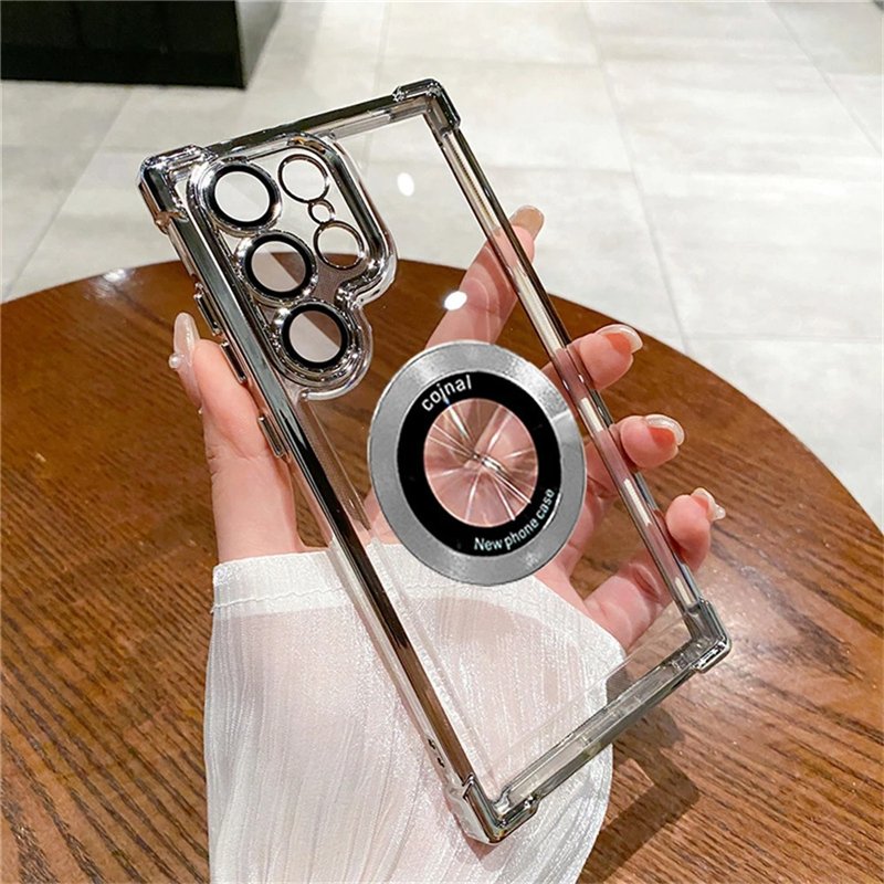 Ultra Transparent Hard Protective Case for Samsung S24 Ultra Four Corner Anti-Drop Electroplating Mobile Phone Cases