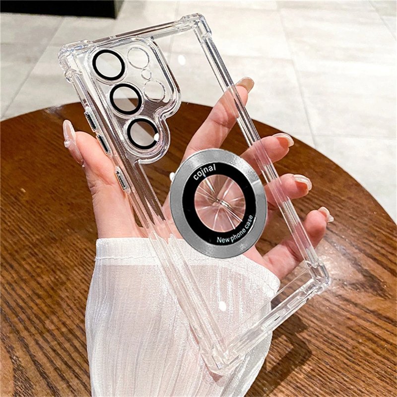 Ultra Transparent Hard Protective Case for Samsung S24 Ultra Four Corner Anti-Drop Electroplating Mobile Phone Cases