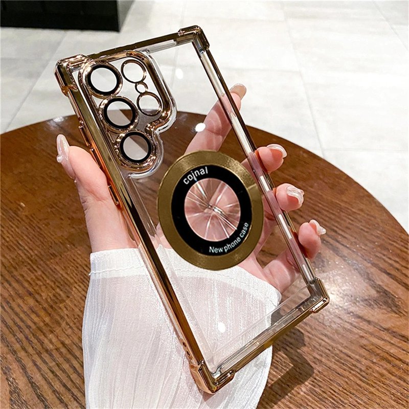 Ultra Transparent Hard Protective Case for Samsung S24 Ultra Four Corner Anti-Drop Electroplating Mobile Phone Cases