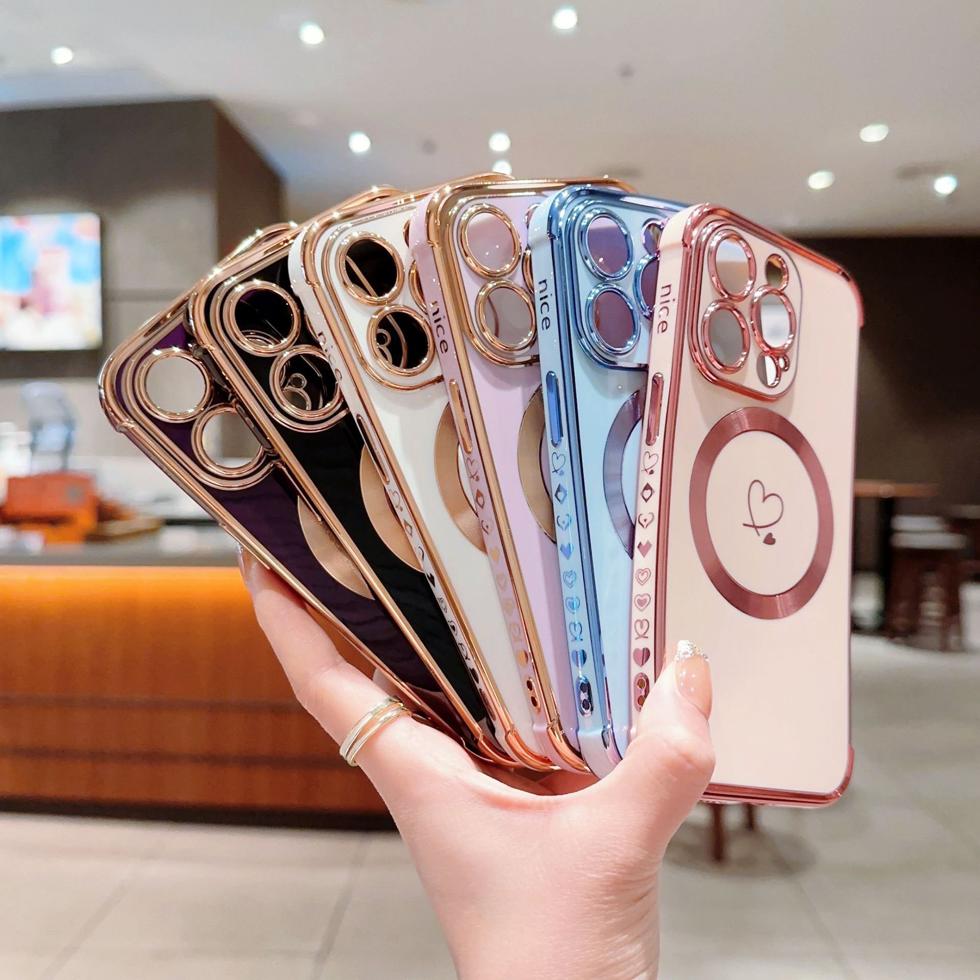 Electroplated mobile phone cases For iPhone 15 Pro Max case Magnetic Phone case For iPhone 14 13 12 Pro Max cover