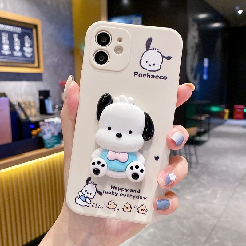 Cute Master dog 3D Pochaeeo Silicone Mobile Phone Case For iPhone 16 15 14 13 12 Pro max Crossbody cartoon Shockproof Back cover