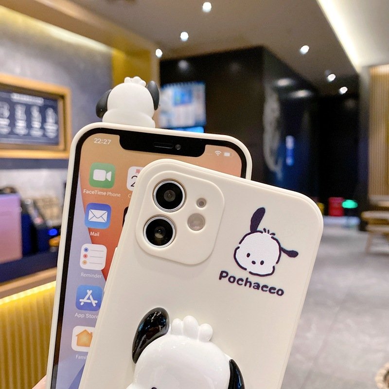 Cute Master dog 3D Pochaeeo Silicone Mobile Phone Case For iPhone 16 15 14 13 12 Pro max Crossbody cartoon Shockproof Back cover