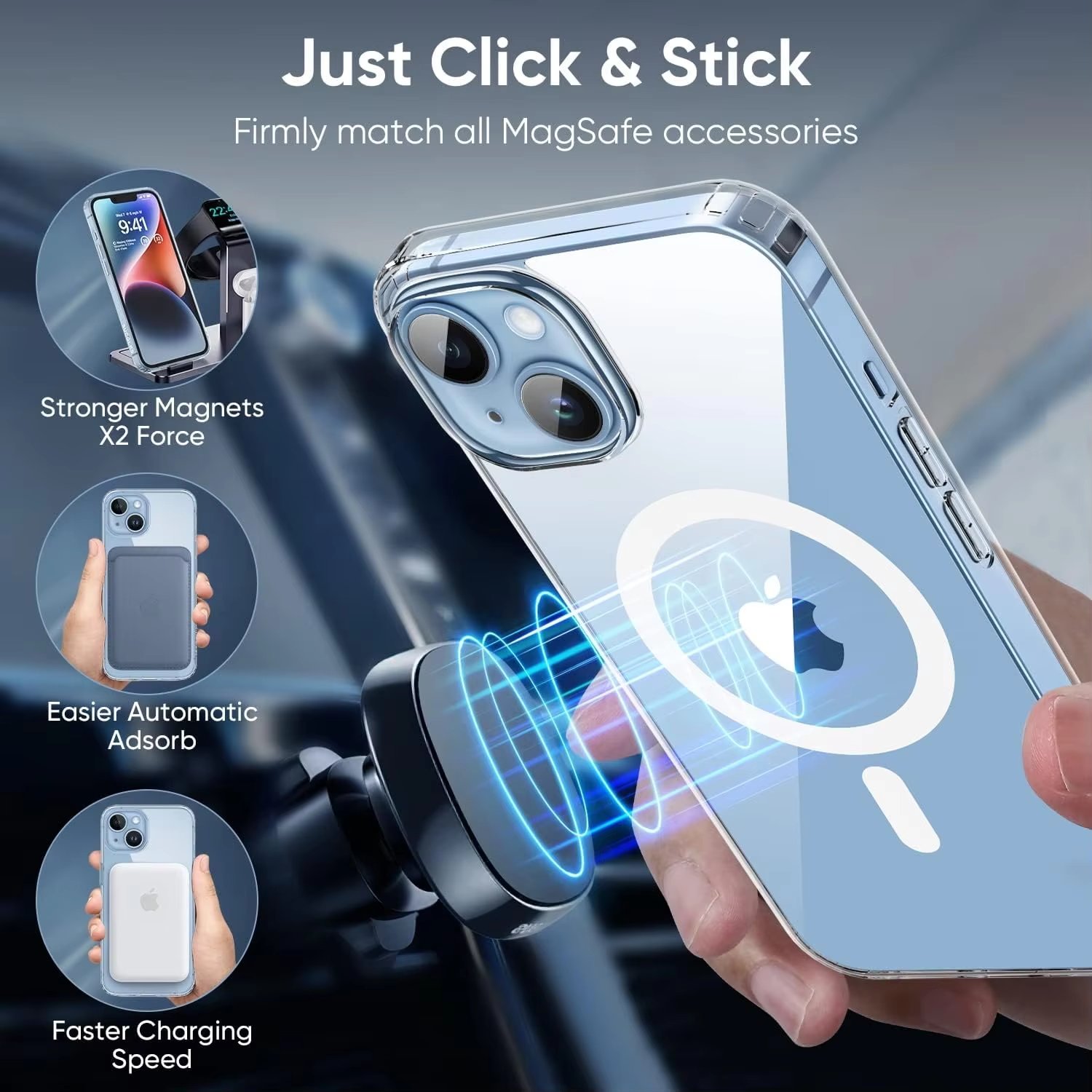 wholesale Magnetic Clear Shockproof phone case for iPhone 16promax Phone Case Premium Clear Mobile Phone Cover with packaging