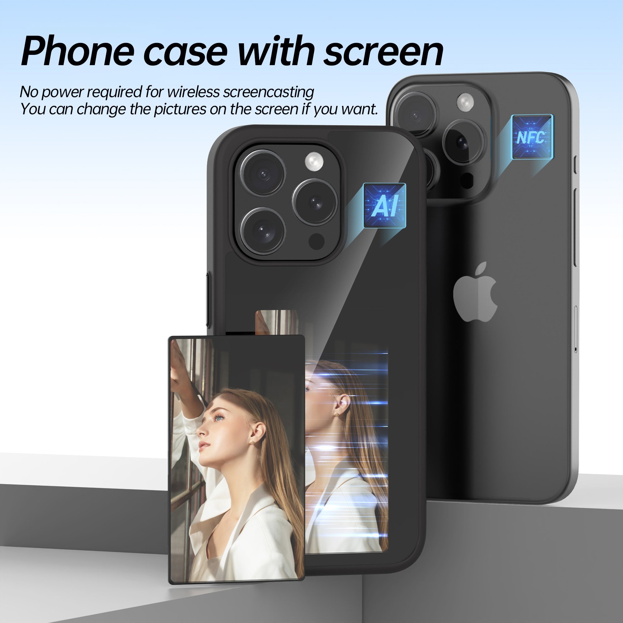AI phone case new trending products luxury designer mobile cell accessories ink screen for phone case NFC e display cases