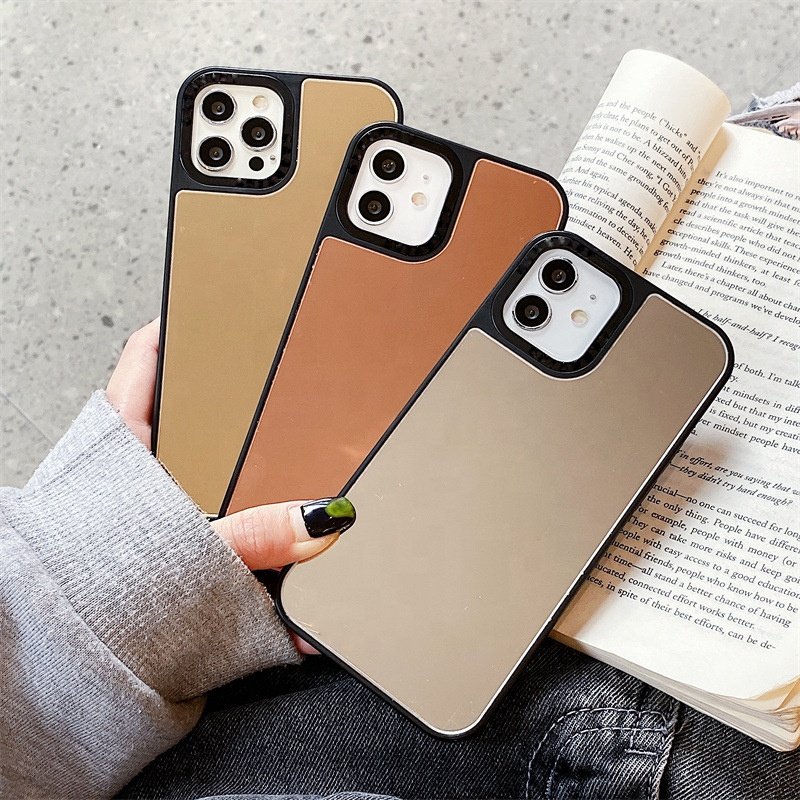 Jmax Hot Selling Acrylic Mirror Black Frame Shockproof Soft TPU Phone Case For iPhone 7 8 11 12 13 14 15 16 X XR XS Pro Max