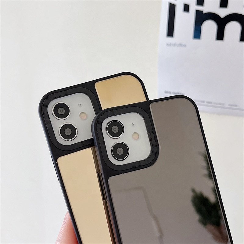 Jmax Hot Selling Acrylic Mirror Black Frame Shockproof Soft TPU Phone Case For iPhone 7 8 11 12 13 14 15 16 X XR XS Pro Max