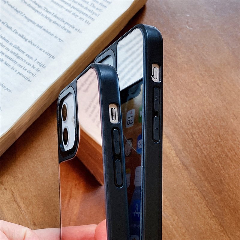 Jmax Hot Selling Acrylic Mirror Black Frame Shockproof Soft TPU Phone Case For iPhone 7 8 11 12 13 14 15 16 X XR XS Pro Max