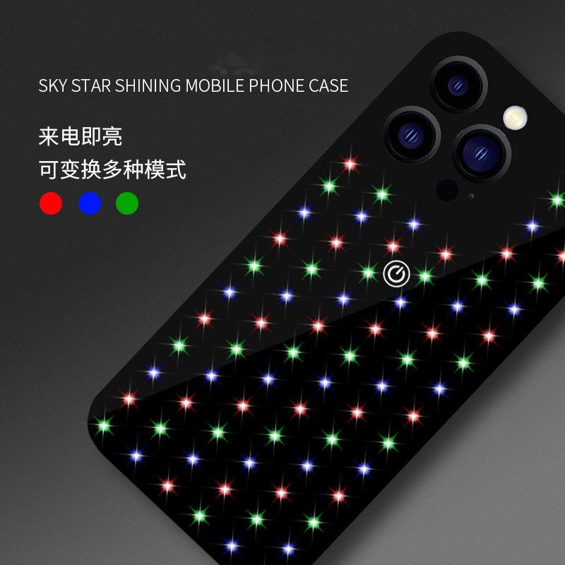 Cool Led Glowing Custom Led Light Up Case Light Flash Glass Mobile Phone Cases for iPhone 12 13 14 Pro Max