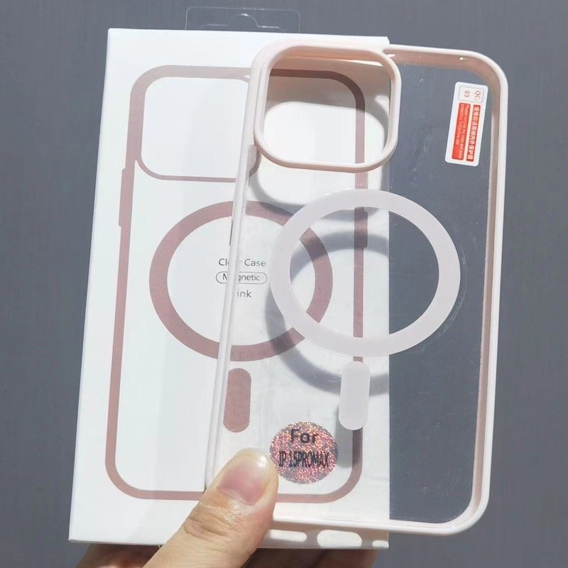 Colourful Transparent Luxury TPU Acrylic Mobile Phone Case Magnetic Charging Feature ack Cover iPhone 16 16Pro 15 Protection