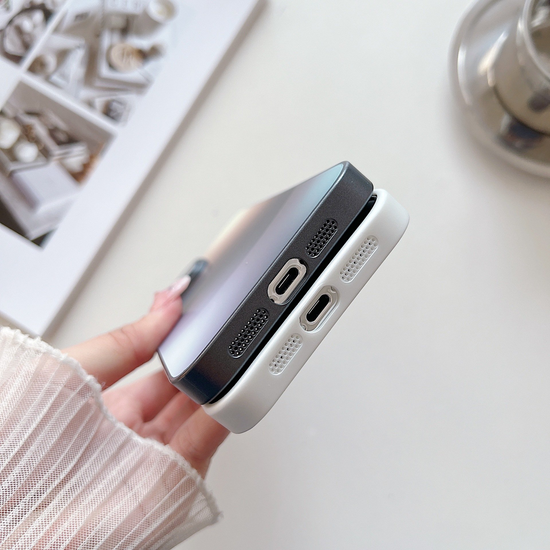 Fashion Colorful Gradient Glass Frosted Phone Case with Camera Lens Film Case For iPhone 15 14 13 Pro Max 15 Plus