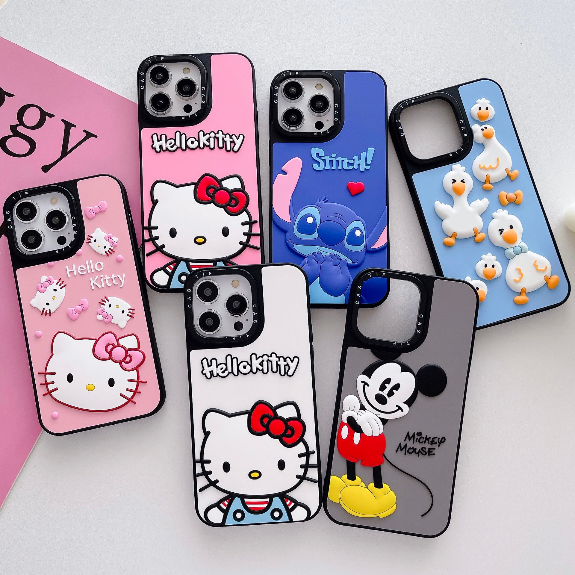 Cartoon Cute 3D Design Silicone Protective Phone Case for iPhone 15 14Pro Max 12 11 13 Fashion Rubber Shockproof Back Cover