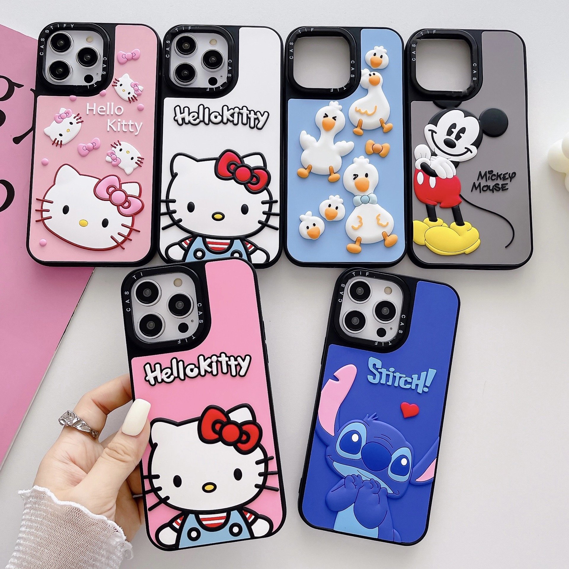 Cartoon Cute 3D Design Silicone Protective Phone Case for iPhone 15 14Pro Max 12 11 13 Fashion Rubber Shockproof Back Cover