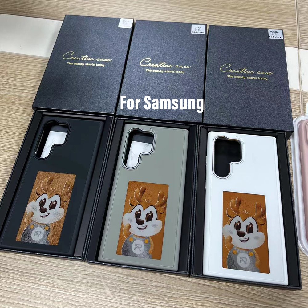 New Luxury designer DIY smart NFC E ink screen Display shockproof mobile phone case for Samsung Galaxy S24 S23 ultra plus cover