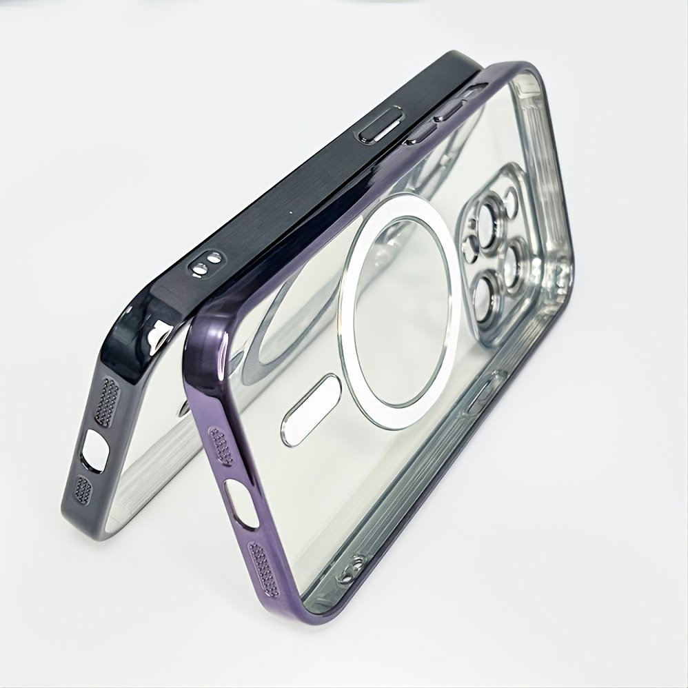 Transparent Electroplating Soft Shell Magnetic Mobile Phone Case For Iphone 11 12 13 14 15 Pro Max