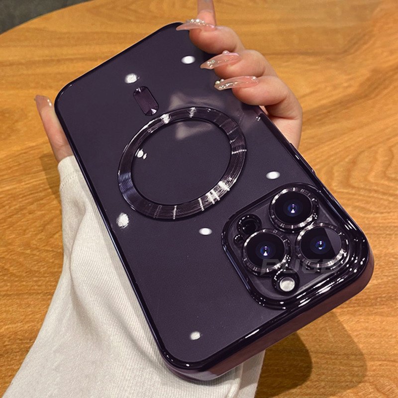 Transparent Electroplating Soft Shell Magnetic Mobile Phone Case For Iphone 11 12 13 14 15 Pro Max