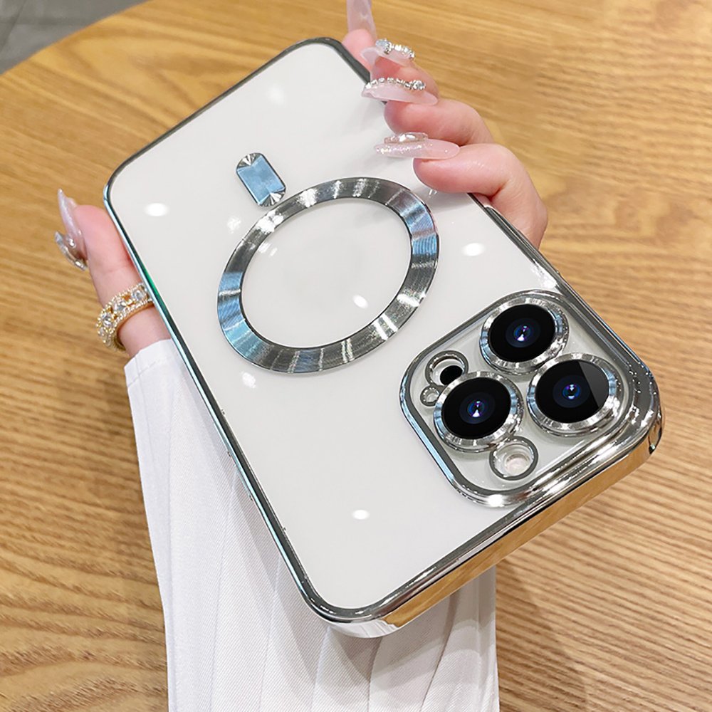 Transparent Electroplating Soft Shell Magnetic Mobile Phone Case For Iphone 11 12 13 14 15 Pro Max