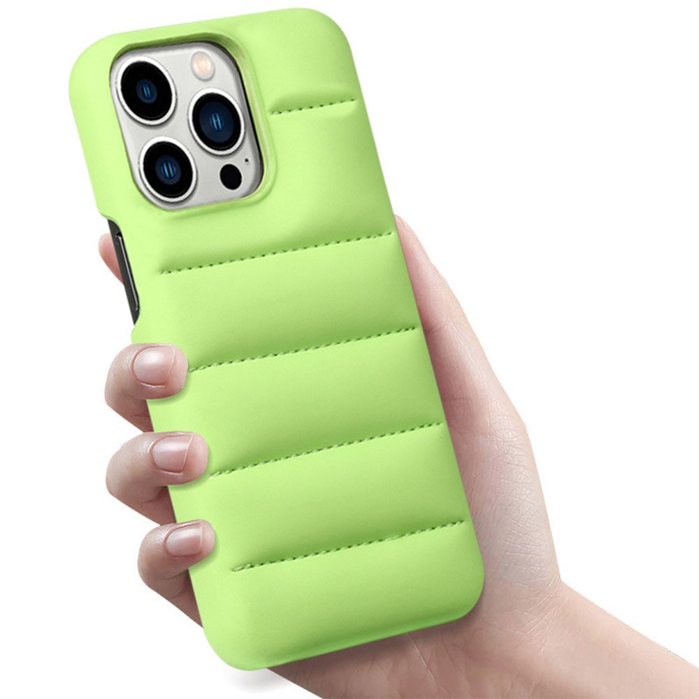 TENCHEN Hot sale soft touch 3D down jacket mobile phone case custom logo puffer leather phone case for iphone 15 pro max
