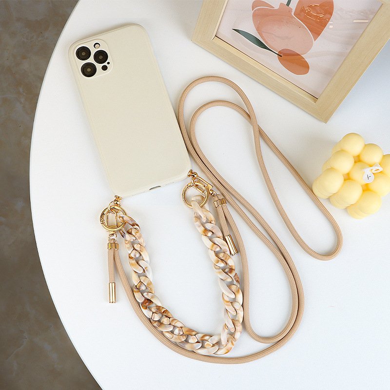 Solid color simple crossbody dual cord phone case for iPhone16promax 14promax 13promax all-inclusive lens 12promax Soft case 15