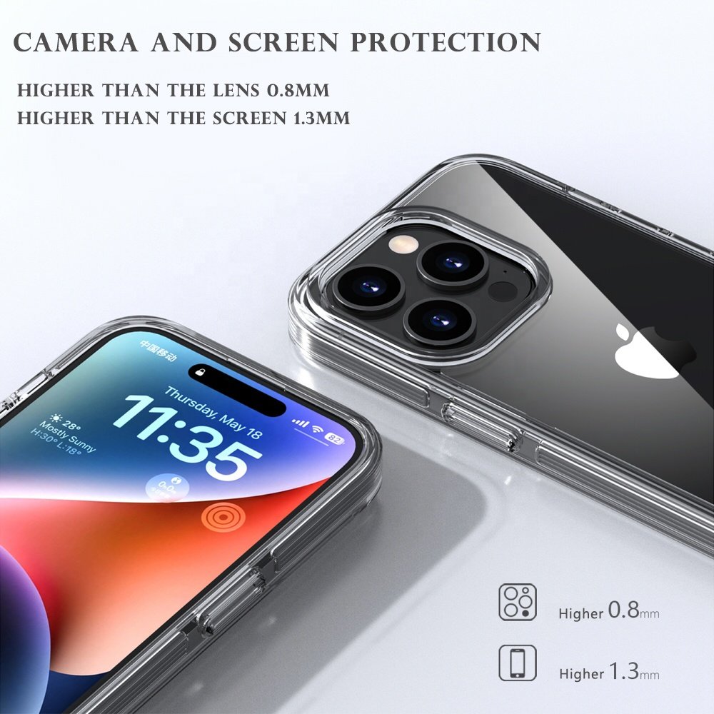 Rainbow Border Phone Case TPE TPU PC 3 In 1 High Clear Hard Case For iPhone 15 Pro Max 14 Pro 2 MM Phone Shockproof Back Cover