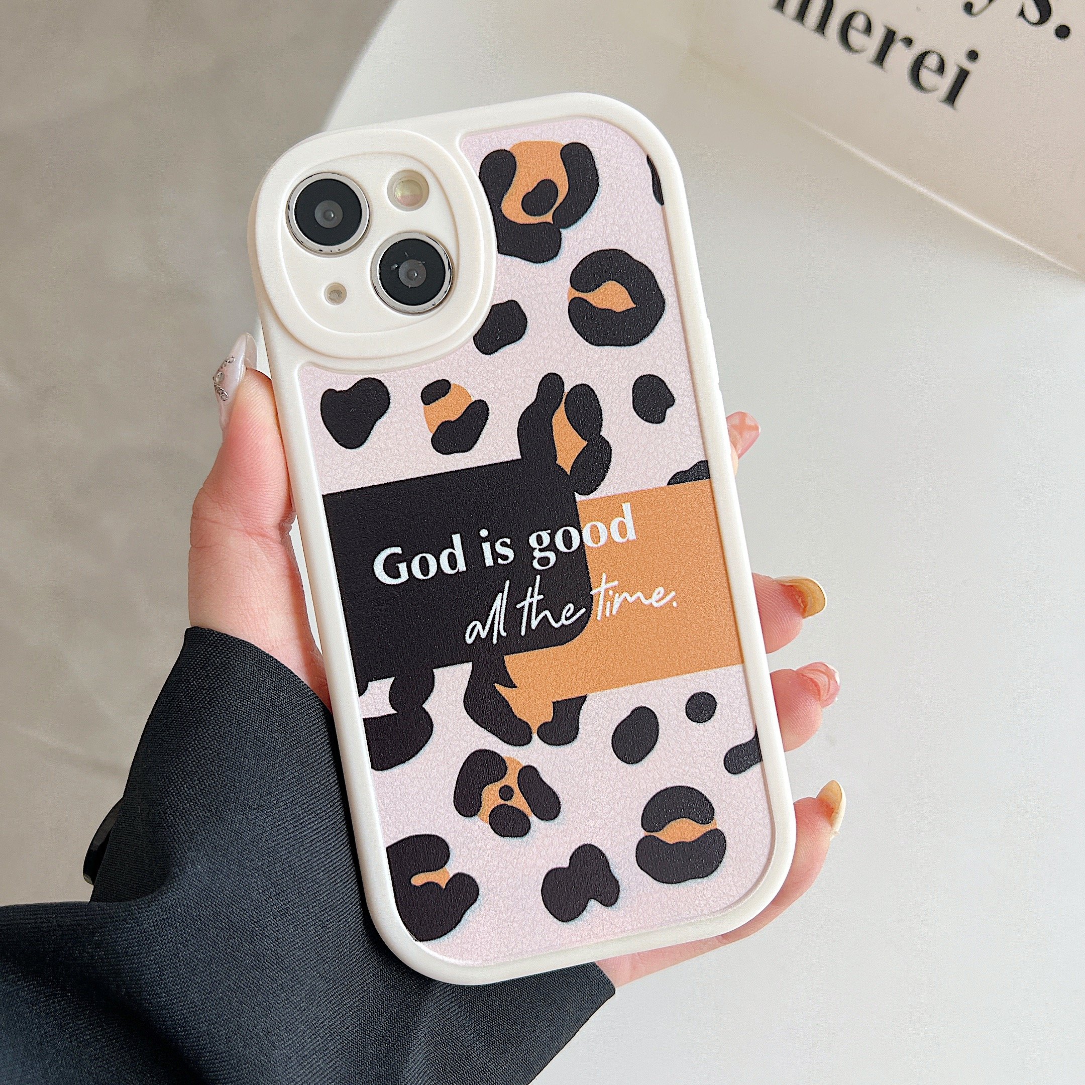 USLION Leopard Print Style Mobile Phone Case Phone Cover TPU Material Cell Phone Back Protective Case for iP 14/13/12/11 Pro Max