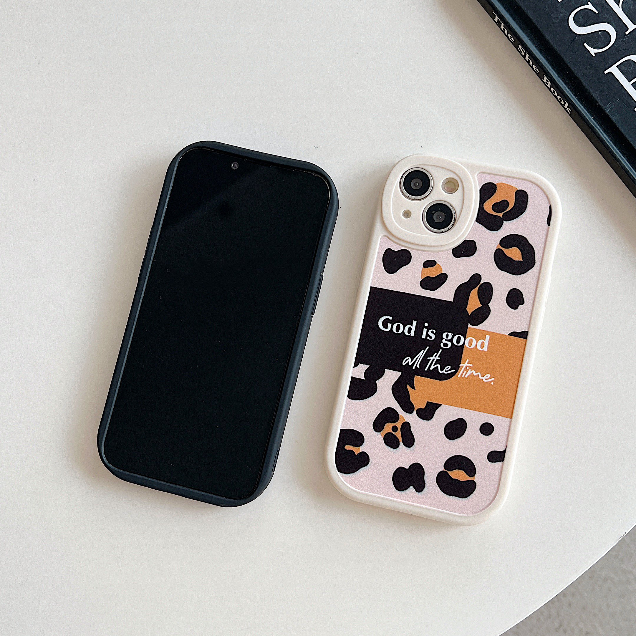 USLION Leopard Print Style Mobile Phone Case Phone Cover TPU Material Cell Phone Back Protective Case for iP 14/13/12/11 Pro Max