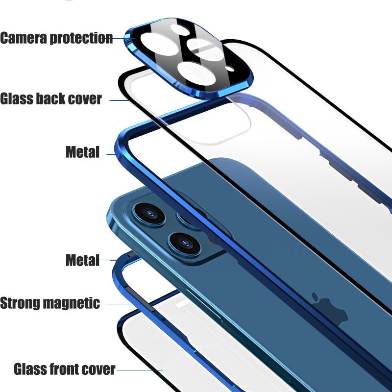 Suitable for iPhone 12 Pro Max 12 Pro Mini Protective Case Fundas coque double-sided glass mobile phone case protective case
