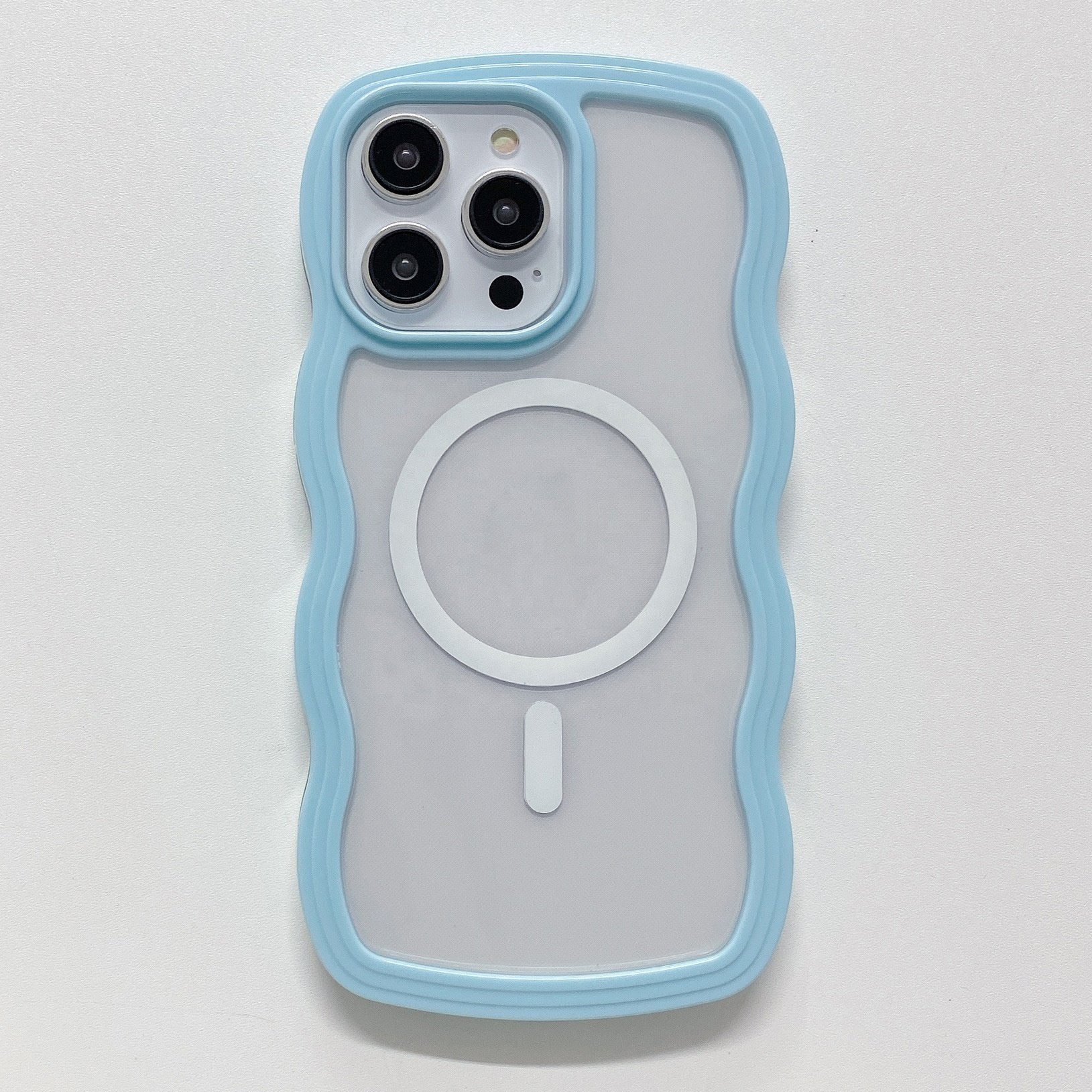 Ins style wave transparent magnetic suction phone cases for iphone 11 12 13 14 15 16 promax airbag anti-fall phone accessories