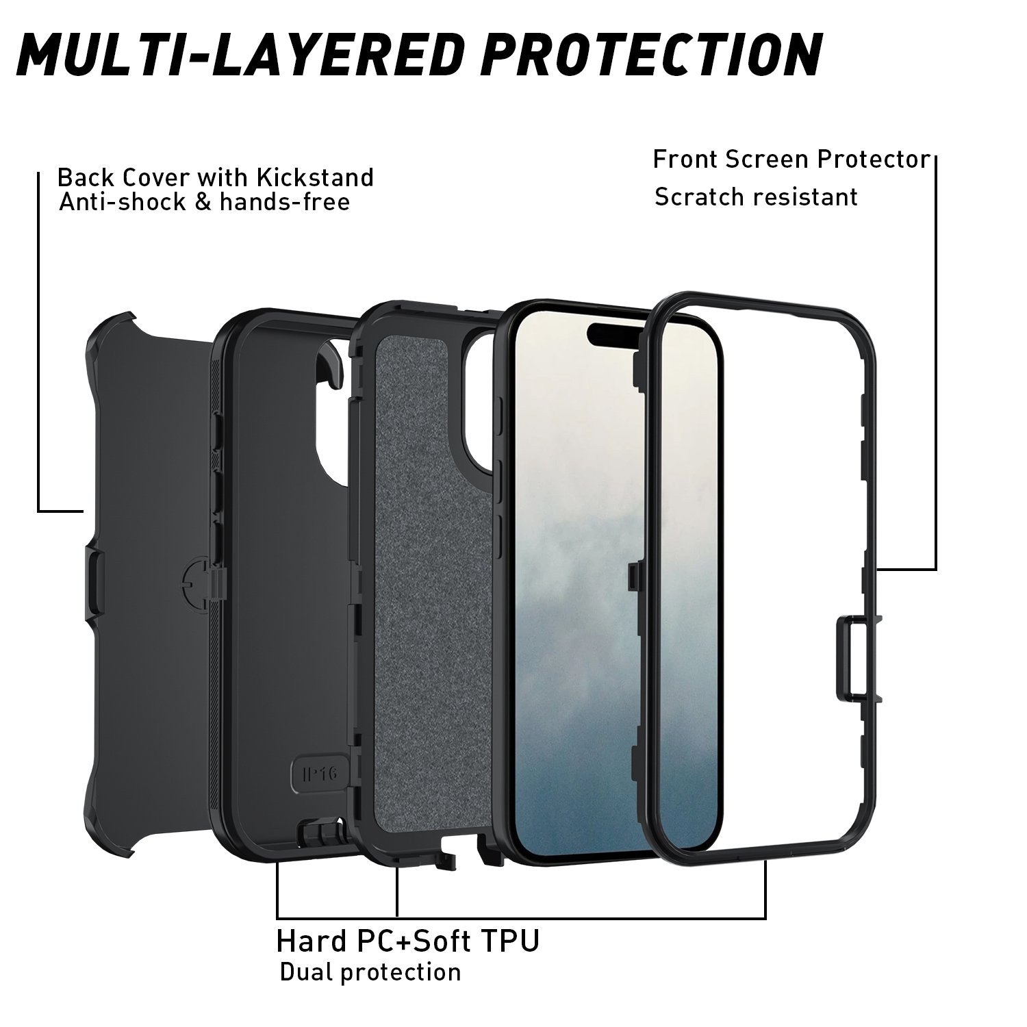 Simple all-inclusive moisture-proof and break-proof mobile phone case for iPhone 16
