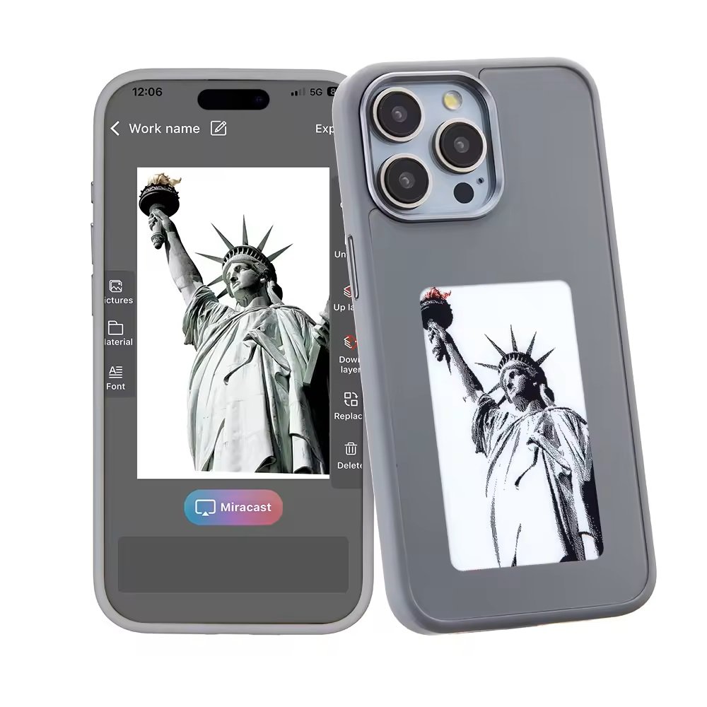2024 TikTok Hot Cheap Custom Pattern Smartphone Case Smart E Ink Screen Phone Case for iPhone 15/15pro/14 pro max