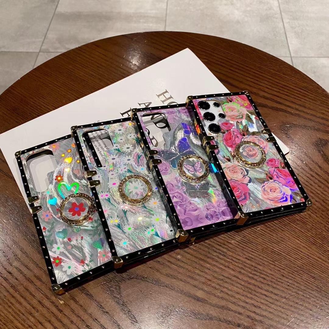 Luxury Electroplated Square Acrylic Multi printing Phone Case For iPhone 16 Pro Max 12 13 14 for Samsung S24U