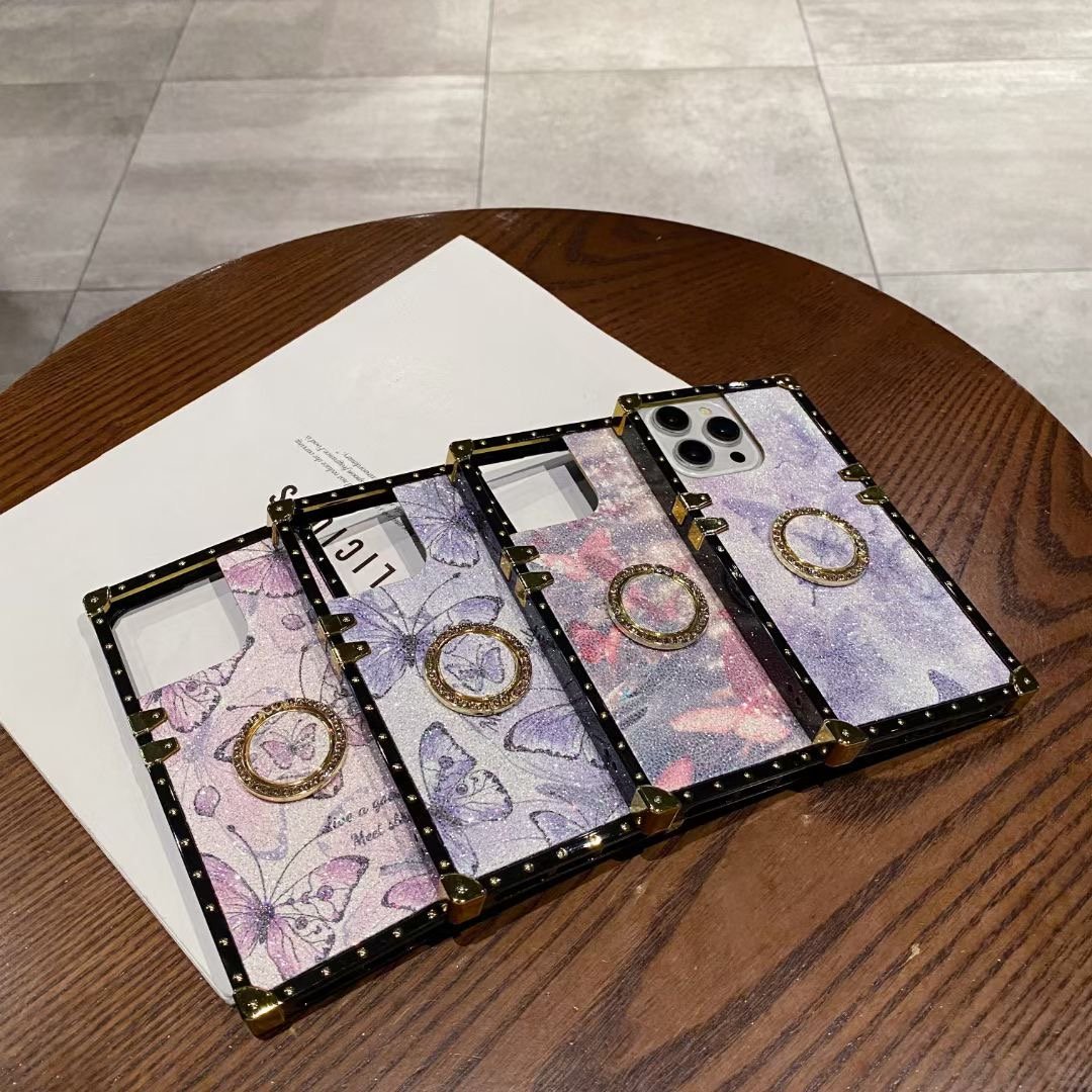 Luxury Electroplated Square Acrylic Multi printing Phone Case For iPhone 16 Pro Max 12 13 14 for Samsung S24U