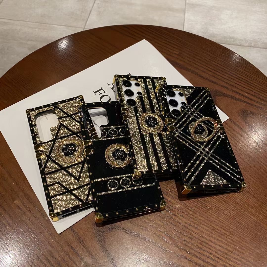 Luxury Electroplated Square Acrylic Multi printing Phone Case For iPhone 16 Pro Max 12 13 14 for Samsung S24U