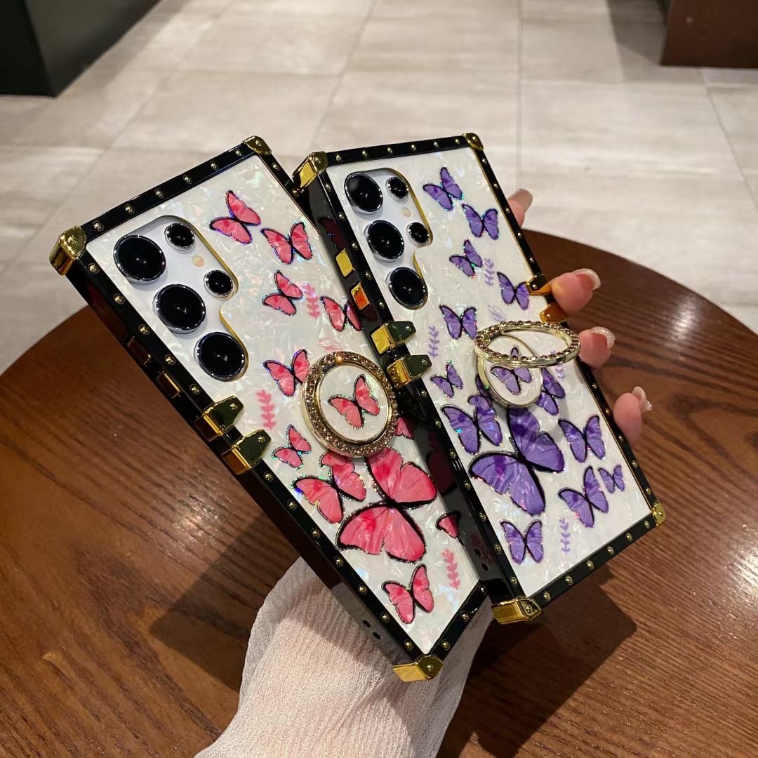 Luxury Electroplated Square Acrylic Multi printing Phone Case For iPhone 16 Pro Max 12 13 14 for Samsung S24U