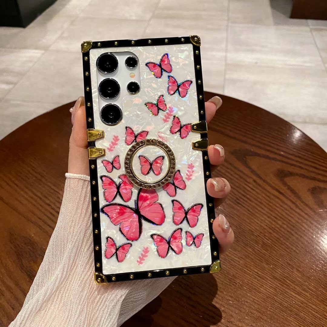 Luxury Electroplated Square Acrylic Multi printing Phone Case For iPhone 16 Pro Max 12 13 14 for Samsung S24U