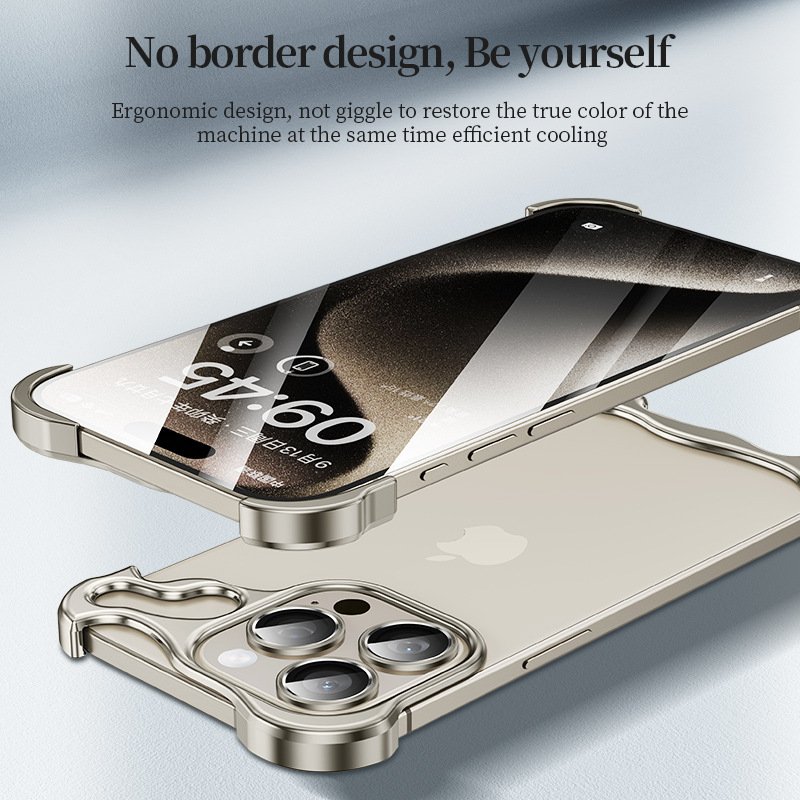 Special-shaped Metal Corner Pads Borderless With Lens Mobile Phone Case for iPhone 16