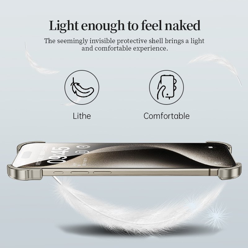 Special-shaped Metal Corner Pads Borderless With Lens Mobile Phone Case for iPhone 16
