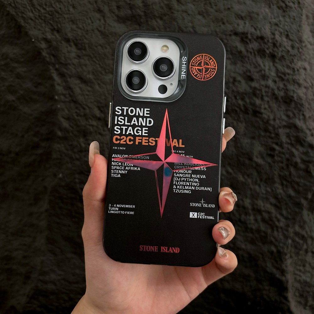 Chao Brand Chameleon Stone Island Couple's Color Silver mobile Phone Case for iPhone 11 12 13 14 15 promax phone accessories